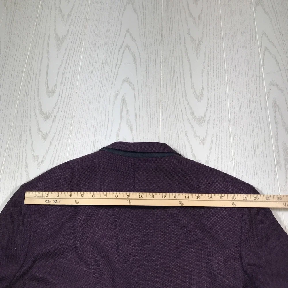 Vintage Bill Blass Silk Blazer Mens 44 Purple 2 Button Pockets Academia 80s